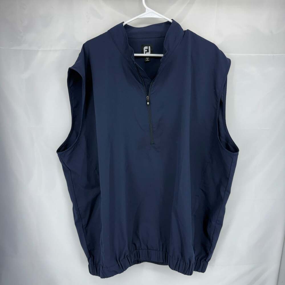Footjoy Men 2XL 1/2 Zip Vest Golf Pullover Navy Blue Lightweight Sleeveless Wind